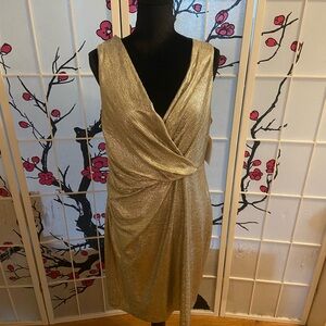 Boston Proper Gold Wrap Dress